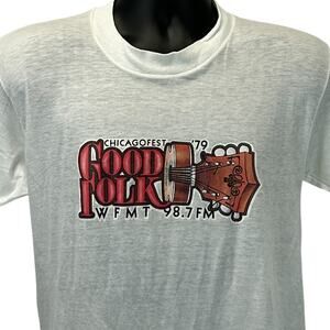 Vintage Chicagofest Good Folk WFMT T Shirt Mens M Medium White 70s 1979 Festival